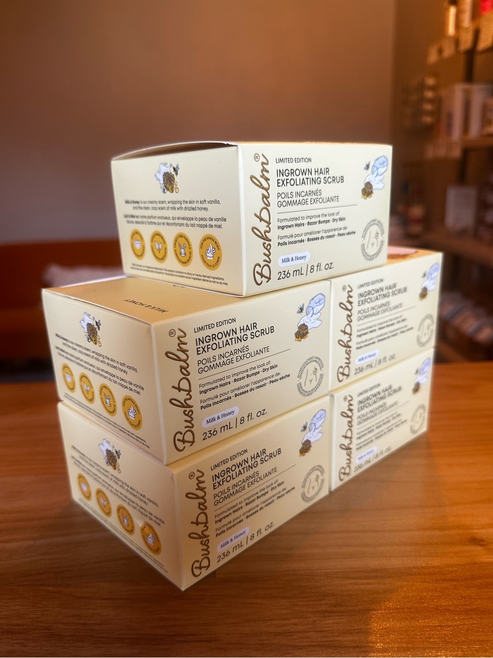 5pack Bushbalm Ingrown Hair Exfoliating Scrub - Milk & Honey Scent